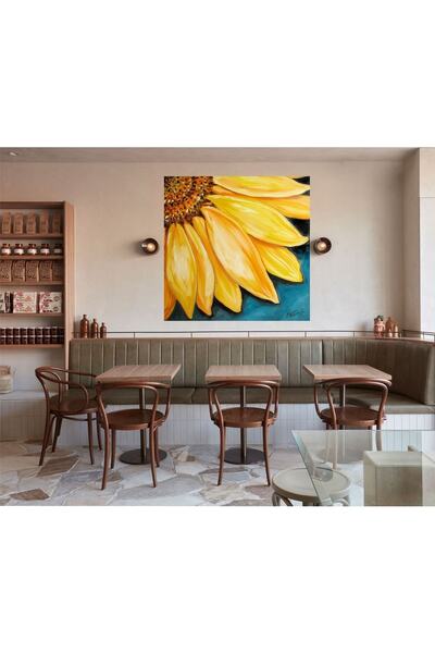 HDART Modern Sanatsal Ayçiçeği Güne Batan Çiçek Kanvas Tablosu Tablo