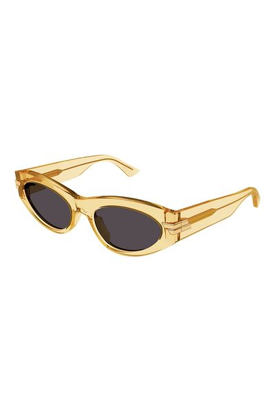 Bottega Veneta Bv1198s00455 نظارة شمسية بإطار عظم أصفر شفاف عين القطة Uv400