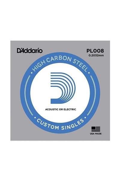 Daddario D'Addario Pl008 Electric and Acoustic Single Wire Plain Steel 08