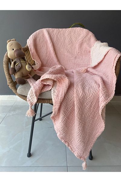 YASEMİNİNEVİ Powder Color Baby Muslin Blanket/pike