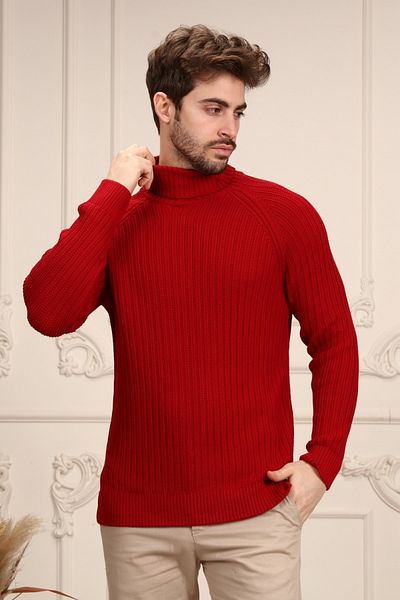 RTD&VLD Rtd & Vld Men's Red Full Turtleneck Sweater