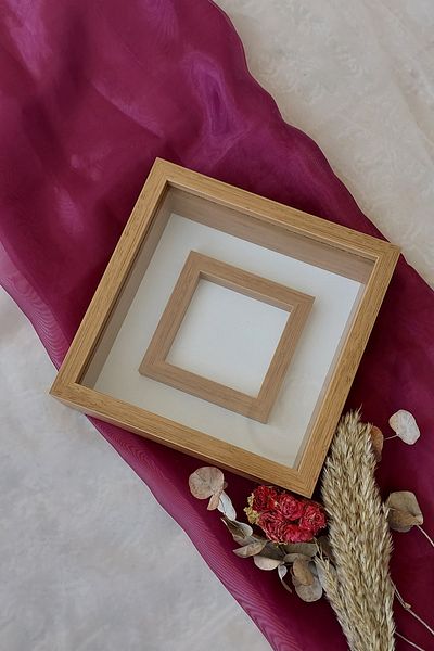 Verda Çerçeve Rama de memorie Verda din bambus 25x25 cm cu sectiune foto - Rama de memorie cu adâncime de 6 cm