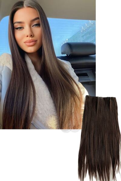 TAKIŞTIR Ανθεκτικό στη θερμότητα Half Moon Hair Snap / ίσιο / Σκούρο καστανί / 70cm / 140gr (Duygu)