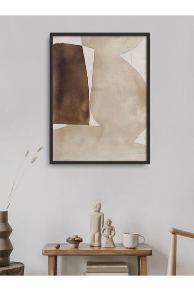 HOMEPACK Tekli Çerçeveli Krem Ve Kahverengi Soyut Tablo 30x40 Cm 40x60 Cm Siy...