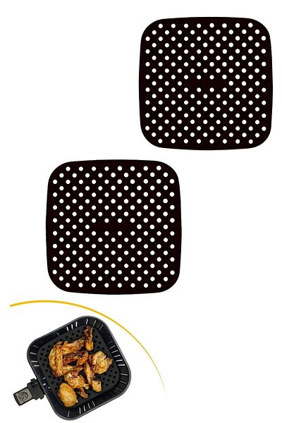 Buffer ® 2 Pieces Heat Resistant Washable Silicone Oven and Airfryer Square Baking Mat 21.5cm