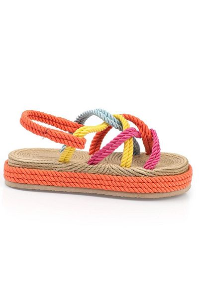 Capone Outfitters Capone Wedge Heel String Multi Orange Women's Sandals