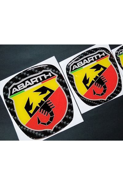 CVS Fiat Linea (Old No Makeup Case) Abarth Logo Set 3 Pieces (Front - Rear - Steering Wheel)