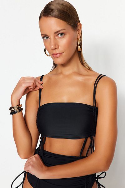 Trendyol Collection Μαύρο στράπλες μπικίνι τοπ TBESS21BU0059