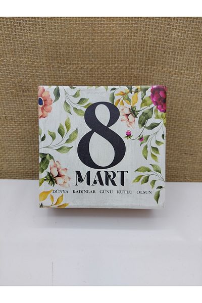 OBİDEV 8 March Women's Day Decorative Wooden Box 10.5x10.5 Cm