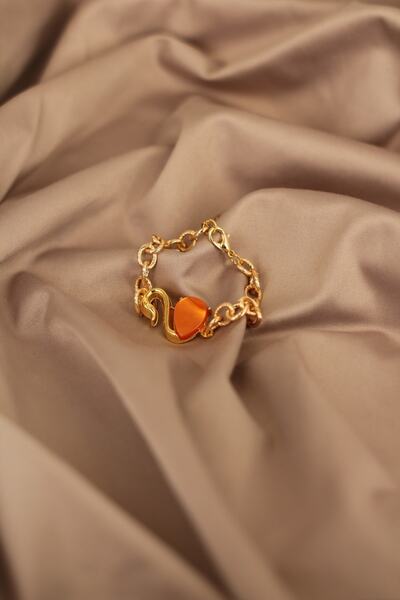 Dukkanka Set of 2 Swan and Dragonfly Design Twist Chain Gold Color Bracelets with Wooden Gift Box