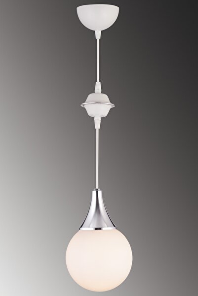 Genel Markalar Beyaz Tekli Beyaz Glop Camlı Krom Aşağı Bakan Lüks Modern Avize