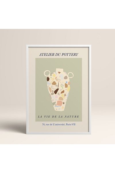 HOMEPACK Tablou cu rame din lemn alb Poster cu rame Decor artistic modern de perete (ABSTRACT01-WHITE-30X40)