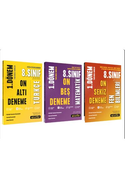 Startfen 8.sınıf 1.dönem Türkçe - Matematik - Fen Bilimleri Deneme Seti -2023