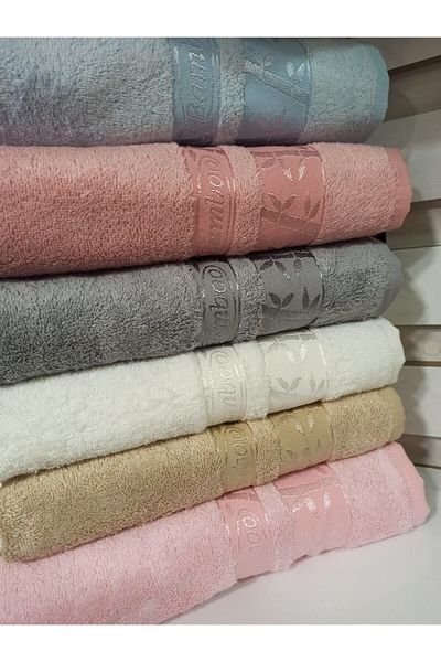 ŞENER HOME Set of 6 First Quality Bamboo 50X90 Hand & Face Towels Soft Colors