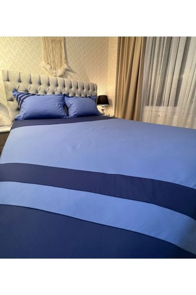 calinahome Dark Blue Patterned Quilt Cover