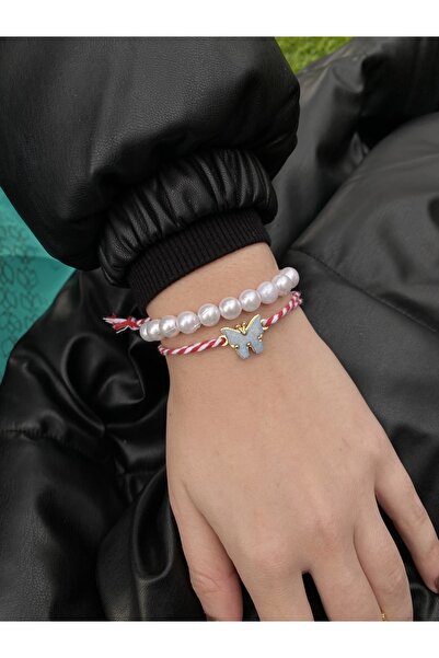 Fiamoss Marteniçka Bracelet with Butterfly Detail and Pearls