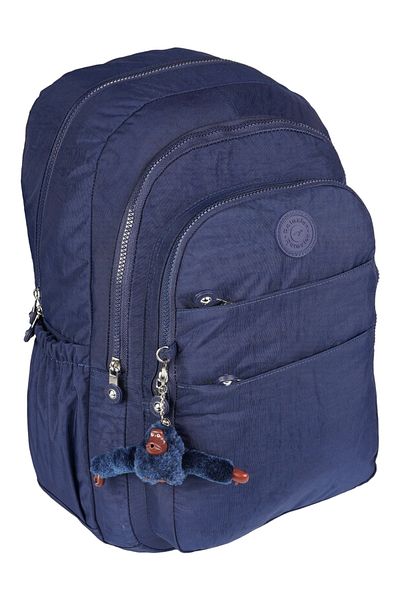 Serenity Relaxion Navy Blue Multi-Eye Large Volume Waterproof Clinker Fabric Large Size School Backpack