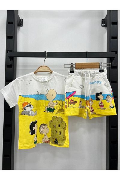 Pink Hippo Kids Snoopy Peanuts Printed Top and Bottom Children's Shorts Set