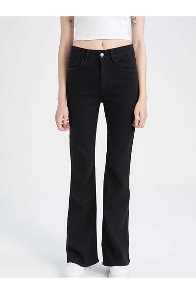 geenz manifacture Pantaloni de blugi negri din lycra cu talie înaltă spaniolă Ngbutika