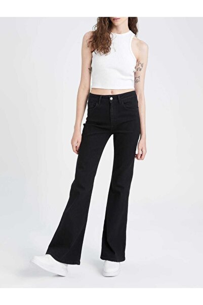 geenz manifacture Pantaloni de blugi negri din lycra cu talie înaltă spaniolă Ngbutika