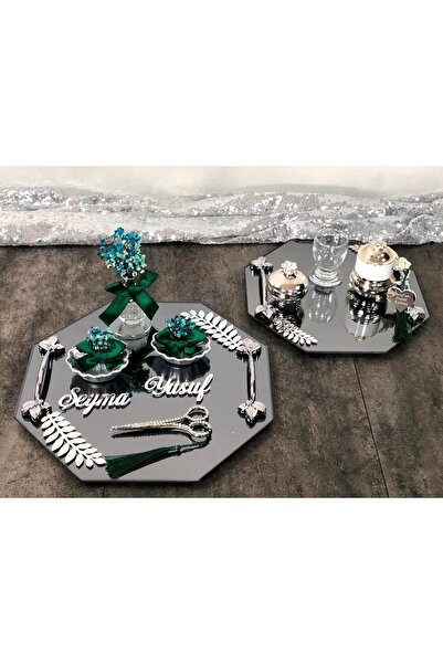 Denseden Set de 2 tăvi Set de tăvi de logodnă, decorate, gata de utilizare