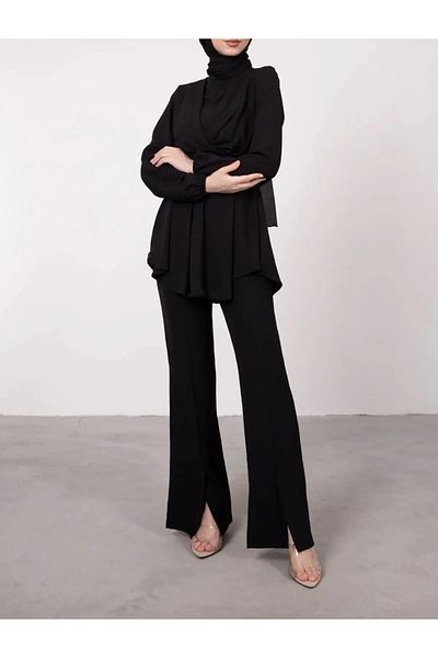 Tesettür Diyarı Σταυρός Λεπτομερής Παντελόνι Hijab Κοστούμι
