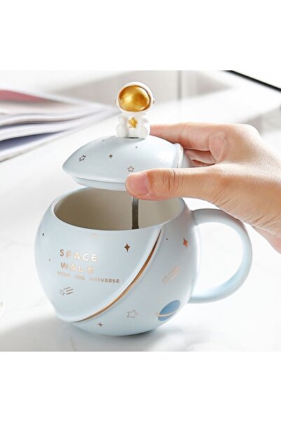 keyfim shop Kapaklı Astronot Temalı Kupa Bardak
