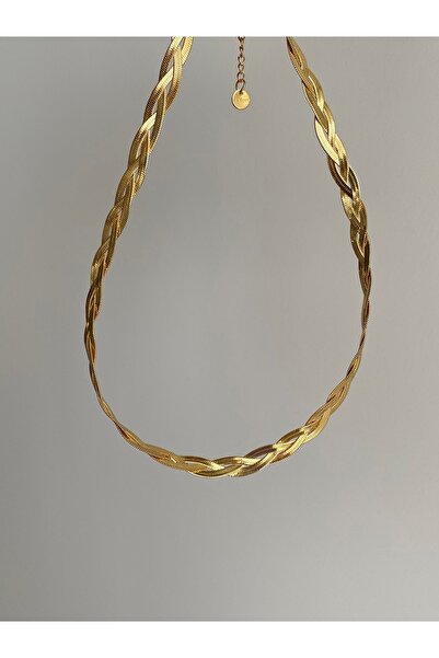 Owentis قلادة نسج الشعر الإيطالية الذهبية من الفولاذ - لا تشويه -
