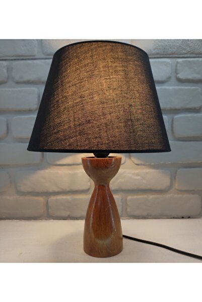 365GUNSERİSONU Star Series Polaris Natural Wooden Body Wooden Leg Fabric Hat Lampshade Table Lamp