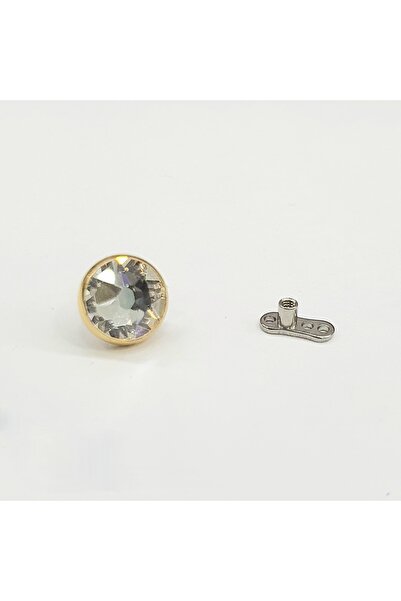 Bylin Titanyum Gold Dermal En Büyük Tek Taş Kristal Piercing -taş Çapı 7mm(İRİ TAŞ)-1 Adet