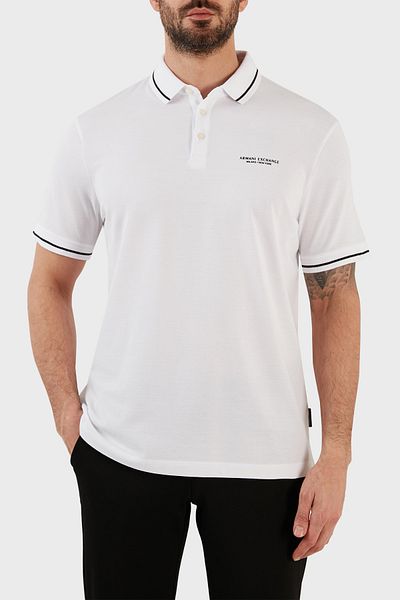 Armani Exchange Με λογότυπο 100% βαμβακερό μπλουζάκι πόλο με λεπτή εφαρμογή Ανδρικό μπλουζάκι πόλο 8nzffm Zj5dz 1100