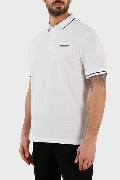 Armani Exchange Με λογότυπο 100% βαμβακερό μπλουζάκι πόλο με λεπτή εφαρμογή Ανδρικό μπλουζάκι πόλο 8nzffm Zj5dz 1100