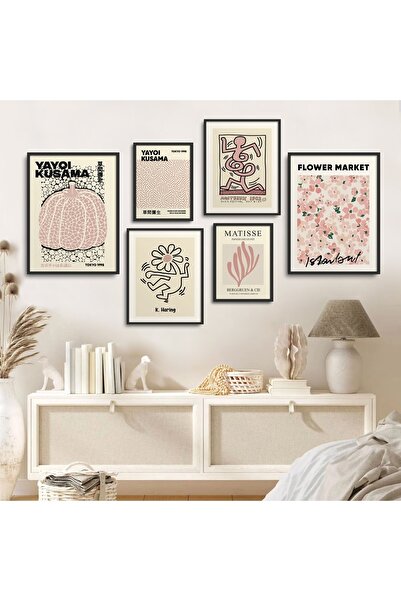 HOMEPACK Комплект от 6 картини с черна дървена рамка, шест части (ALTI-001-BL...