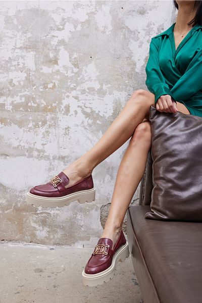 ANGELİNA JONES Jodie Women's Burgundy Imported Leather Oxford Shoes