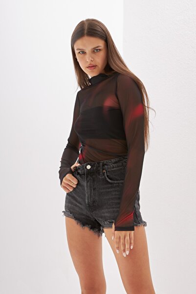 Mozto Nora Batik Printed Blue Tulle Body