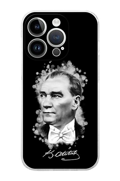 PrintiFy Apple Iphone 14 Pro Max Uyumlu Kamera Korumalı Kapak Atatürk Tasarımlı Şeffafkılıf
