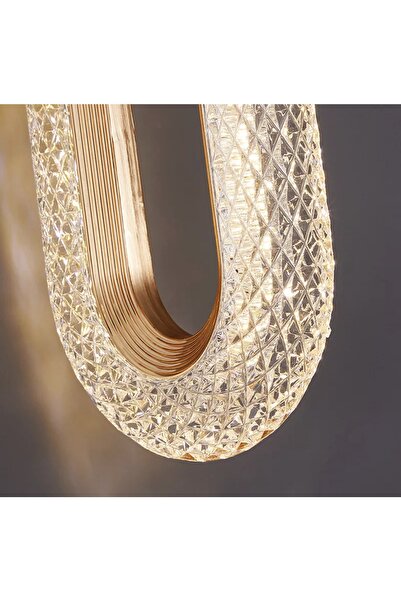 burenze Modern Elegance Luxury Crystal Tekli Sarkıt Led Avize Gold Sarı Gün Işığı