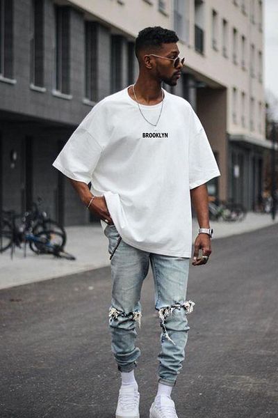 Buğraterzimoda Tricou oversize alb Brooklyn.