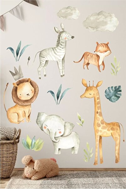 neşeli günlerim Safari Hayvanları Duvar Sticker 70x100 Cm
