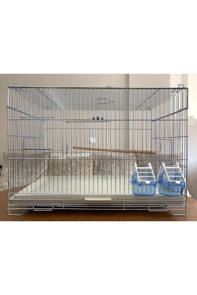 10 Crosby Sultan Papağanı Üretim Kafesi ( Yemlik, Suluk, Ahşap Tünek Dahil ) Kampanya Kalın Telli