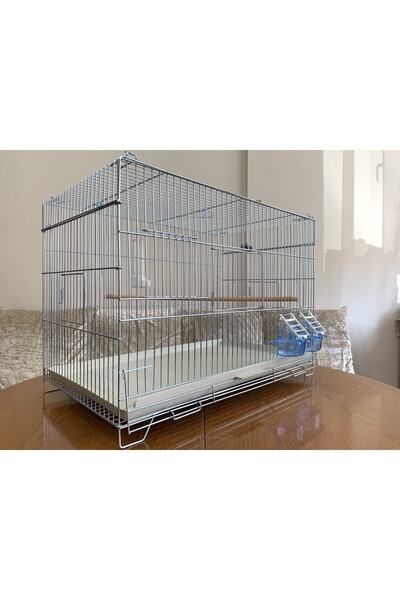 10 Crosby Sultan Papağanı Üretim Kafesi ( Yemlik, Suluk, Ahşap Tünek Dahil ) Kampanya Kalın Telli
