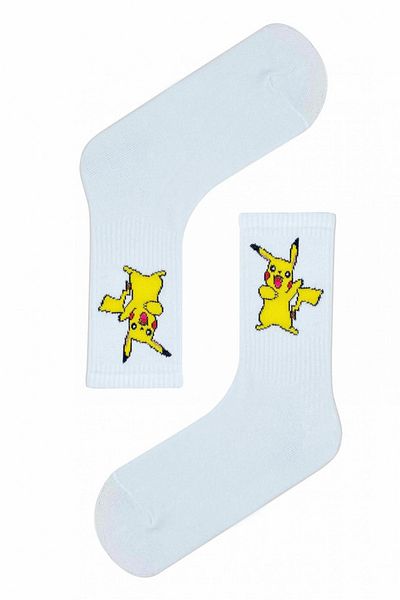 Nixora Λευκές κάλτσες τένις Unisex με σχέδιο Pikachu