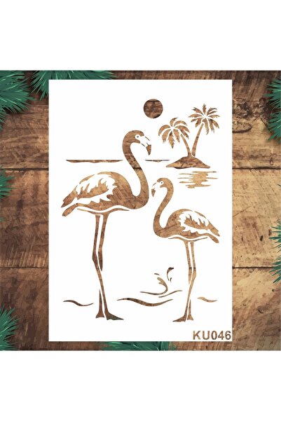 STENCİLTASARIM Stencil Tasarım Ku046 Flamingo - Dekoratif Duvar, Eşya, Fayans...