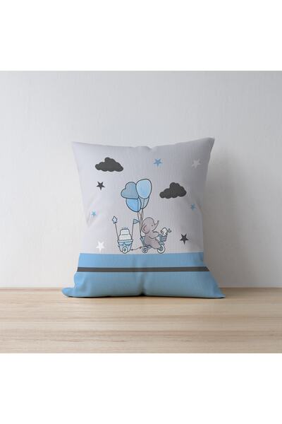 Talia Home Husă de pernă pentru cameră pentru copii cu model de elefant albas...