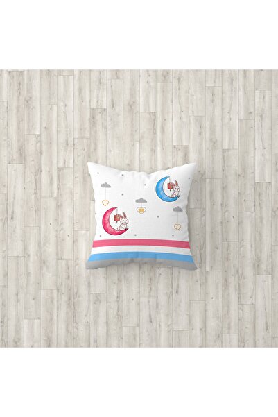 Talia Home Husă de pernă pentru cameră pentru copii cu model alb de lună și n...