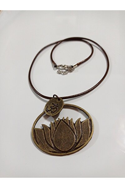 PİRAMİGO Vintage Antik Yuvarlak Lotus Yoga Om Aum Kolye