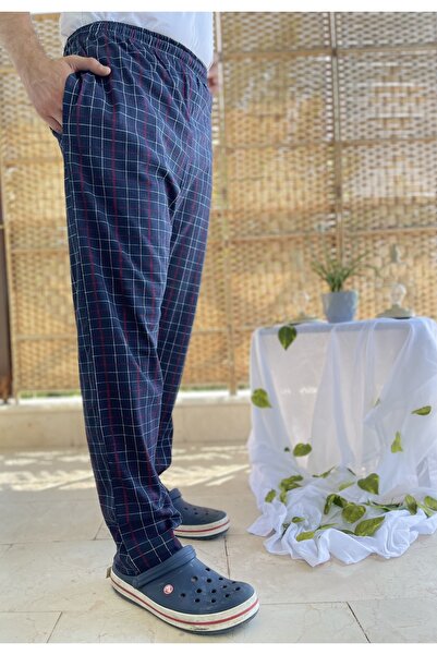 Betimoda Ανδρική φόρμα γυμναστικής 100% βαμβακερή ελαστική μέση με τσέπες πιτζάμα λευκό ριγέ