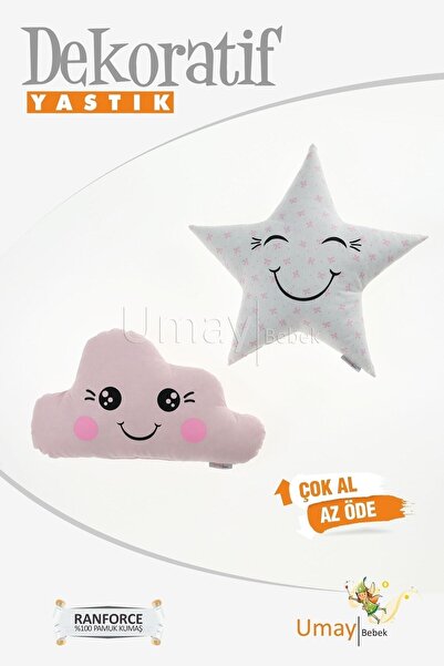 Umaybebek Bebek Çocuk Odası Dekoratif Yastık, Yıldız Yastık, Bulut Yastık, De...