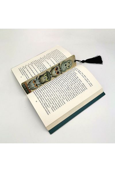Sadrazam Cute Owls Printed, Tasseled Bookmark (gift Bookmark, bookmark-119)