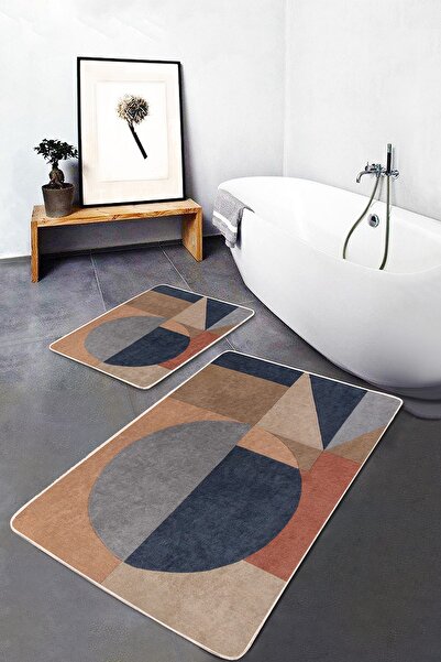 Realhomes مجموعة من 2 سجادة حمام بتصميم هندسي بسيط وأنيق مكونة من قطعتين بتصم...